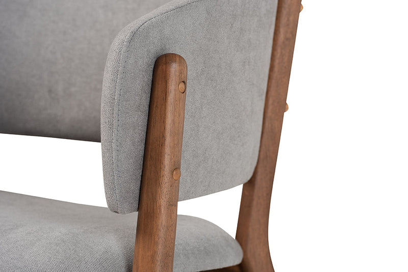 Nori Light Gray Fabric Walnut Brown 2Pc Living Room Accent Chair Set Baxton