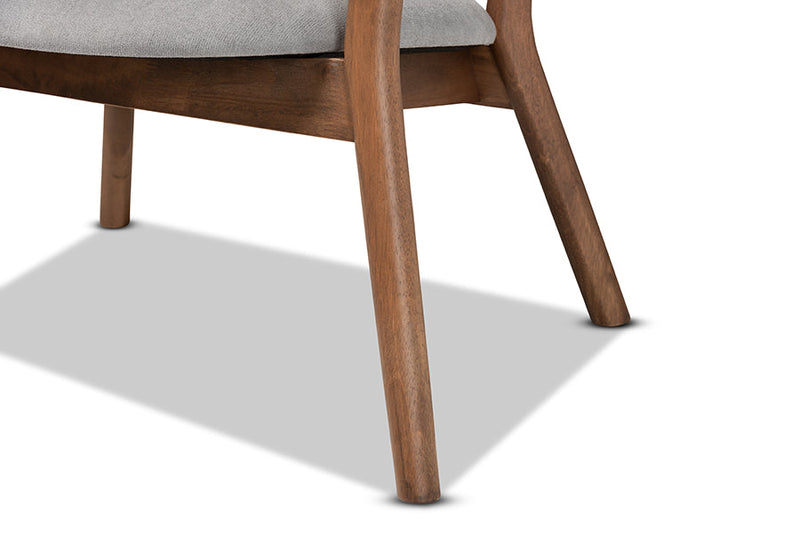 Nori Light Gray Fabric Walnut Brown 2Pc Living Room Accent Chair Set Baxton