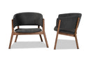 Nori Dark Gray Fabric Walnut Brown 2Pc Living Room Accent Chair Set Baxton