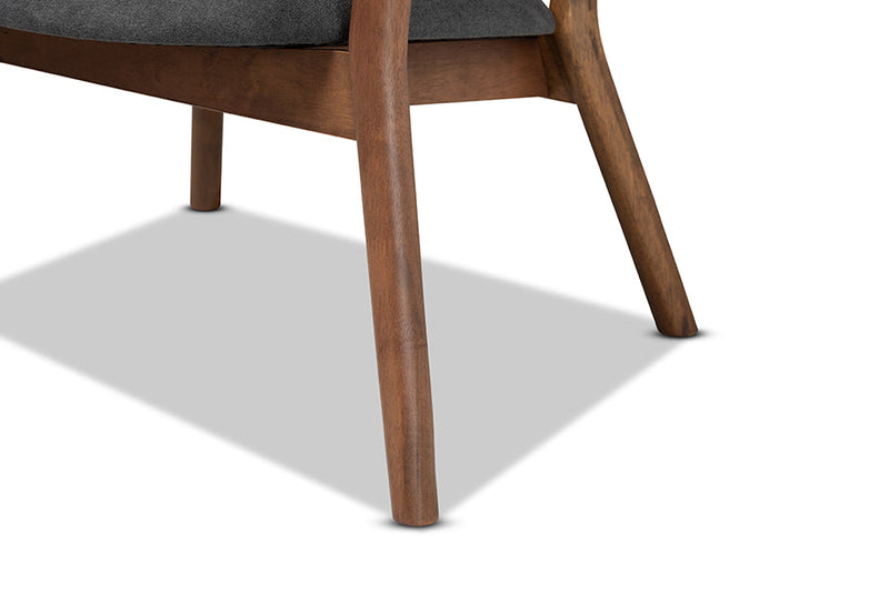 Nori Dark Gray Fabric Walnut Brown 2Pc Living Room Accent Chair Set Baxton