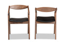 Beasley Black Faux Leather Walnut Brown 2Pc Dining Chair Set Baxton