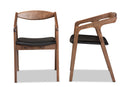 Beasley Black Faux Leather Walnut Brown 2Pc Dining Chair Set Baxton
