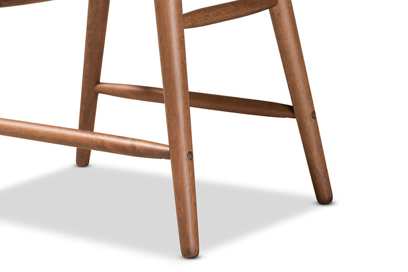 Sibu Gray Velvet Fabric Upholstered and Walnut Brown 2Pc Counter Stool Set Baxton