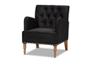 Benson Black Velvet Upholstered and Walnut Brown Armchair Baxton