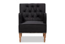 Benson Black Velvet Upholstered and Walnut Brown Armchair Baxton