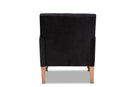 Benson Black Velvet Upholstered and Walnut Brown Armchair Baxton