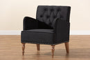 Benson Black Velvet Upholstered and Walnut Brown Armchair Baxton