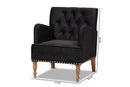 Benson Black Velvet Upholstered and Walnut Brown Armchair Baxton