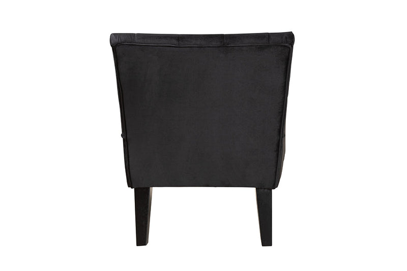 Sabrina Black Velvet Fabric Upholstered and Black Accent Chair Baxton