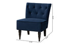 Sabrina Navy Blue Velvet Fabric Upholstered and Black Accent Chair Baxton