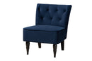 Sabrina Navy Blue Velvet Fabric Upholstered and Black Accent Chair Baxton
