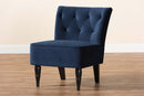 Sabrina Navy Blue Velvet Fabric Upholstered and Black Accent Chair Baxton