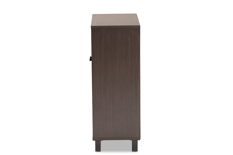 Sylvia Modern and Contemporary Dark Brown Finished Wood 2-Door Entryway Shoe Storage Cabinet w/Bottom Shelf