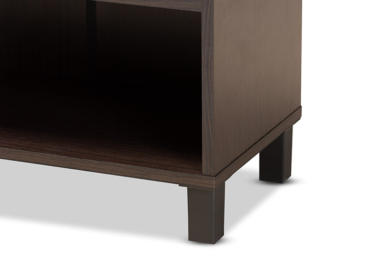 Sylvia Modern and Contemporary Dark Brown Finished Wood 2-Door Entryway Shoe Storage Cabinet w/Bottom Shelf