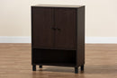 Sylvia Dark Brown 2-Door Entryway Shoe Storage Cabinet w/Bottom Shelf Baxton