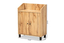 Sylvia Oak Brown 2-Door Entryway Shoe Storage Cabinet w/Top Shelf Baxton