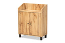 Sylvia Oak Brown 2-Door Entryway Shoe Storage Cabinet w/Top Shelf Baxton