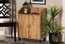 Sylvia Oak Brown 2-Door Entryway Shoe Storage Cabinet w/Top Shelf Baxton