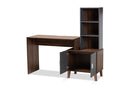 Commodore Two-Tone Walnut Brown and Dark Gray Storage Desk w/Shelves Baxton