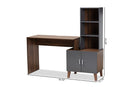 Commodore Two-Tone Walnut Brown and Dark Gray Storage Desk w/Shelves Baxton