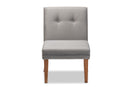 Dorina Gray Velvet Upholstered and Walnut Brown Dining Chair Baxton