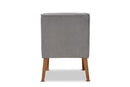 Dorina Gray Velvet Upholstered and Walnut Brown Dining Chair Baxton