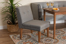Dorina Gray Velvet Upholstered and Walnut Brown Dining Chair Baxton