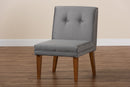Dorina Gray Velvet Upholstered and Walnut Brown Dining Chair Baxton