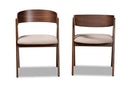 Caspera Beige Fabric Upholstered and Walnut Brown 2Pc Dining Chair Set Baxton