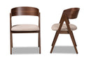 Caspera Beige Fabric Upholstered and Walnut Brown 2Pc Dining Chair Set Baxton