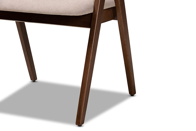 Caspera Beige Fabric Upholstered and Walnut Brown 2Pc Dining Chair Set Baxton