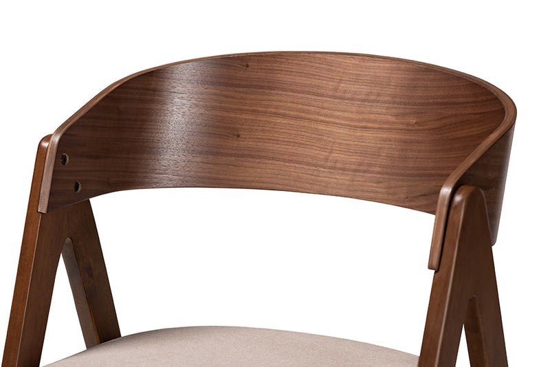 Caspera Beige Fabric Upholstered and Walnut Brown 5-Piece Dining Set Baxton