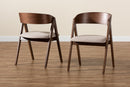 Caspera Beige Fabric Upholstered and Walnut Brown 2Pc Dining Chair Set Baxton