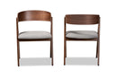Caspera Gray Fabric Upholstered and Walnut Brown 2Pc Dining Chair Set Baxton
