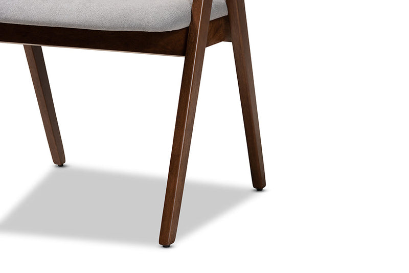 Caspera Gray Fabric Upholstered and Walnut Brown 2Pc Dining Chair Set Baxton