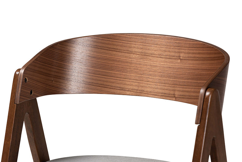 Caspera Gray Fabric Upholstered and Walnut Brown 5-Piece Dining Set Baxton