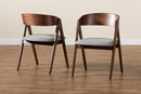 Caspera Gray Fabric Upholstered and Walnut Brown 2Pc Dining Chair Set Baxton