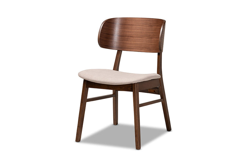 Marguerite Beige Fabric Upholstered and Walnut Brown 5-Piece Dining Set Baxton