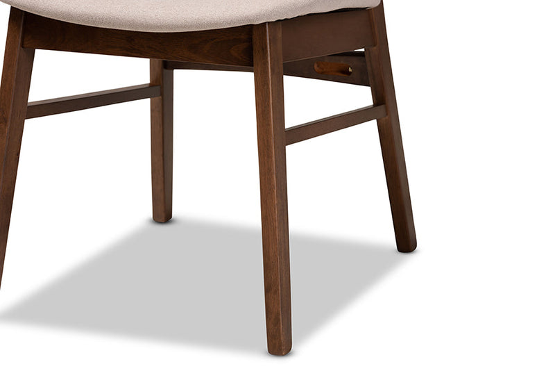 Marguerite Beige Fabric Upholstered and Walnut Brown 5-Piece Dining Set Baxton