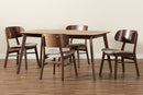 Marguerite Beige Fabric Upholstered and Walnut Brown 5-Piece Dining Set Baxton