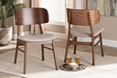 Marguerite Beige Fabric Upholstered and Walnut Brown 2Pc Dining Chair Set Baxton