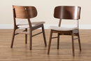 Marguerite Beige Fabric Upholstered and Walnut Brown 2Pc Dining Chair Set Baxton