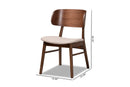 Marguerite Beige Fabric Upholstered and Walnut Brown 2Pc Dining Chair Set Baxton