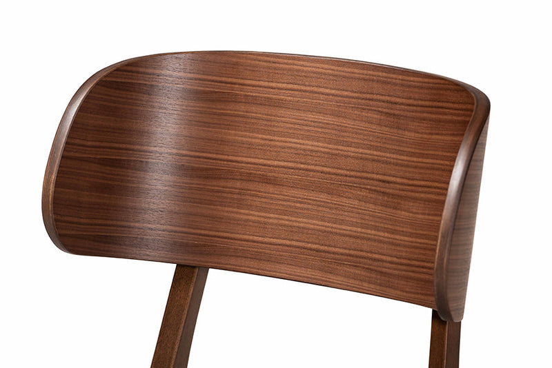 Marguerite Gray Fabric Upholstered and Walnut Brown 5-Piece Dining Set Baxton