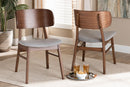 Marguerite Gray Fabric Upholstered and Walnut Brown 2Pc Dining Chair Set Baxton