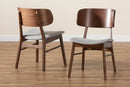 Marguerite Gray Fabric Upholstered and Walnut Brown 2Pc Dining Chair Set Baxton