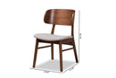 Marguerite Gray Fabric Upholstered and Walnut Brown 2Pc Dining Chair Set Baxton