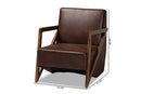 Holitz Dark Brown Faux Leather Effect Fabric Walnut Brown Accent Chair Baxton