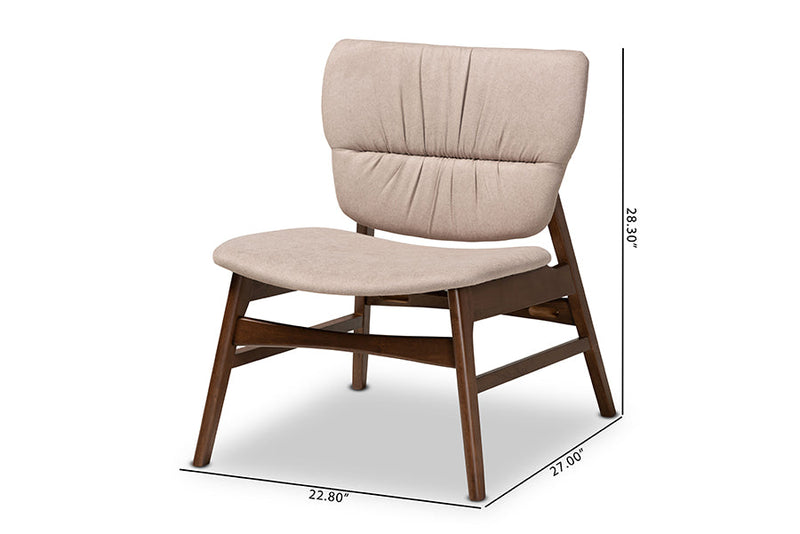 Laima Beige Fabric Upholstered and Walnut Brown Accent Chair Baxton