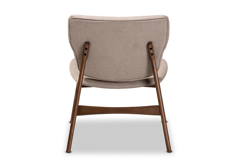 Laima Mid-Century Beige Fabric Upholstered and Walnut Brown Finished Wood Accent Chair